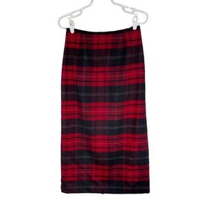 Talbots Skirt Size 6P Long‎ Dark Academia Royal Core Midi Career Plaid red black